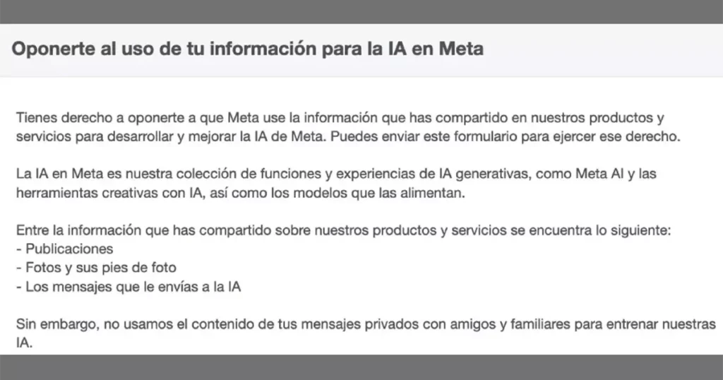 Cómo oponerte al uso de tus datos personales para entrenar la IA de META