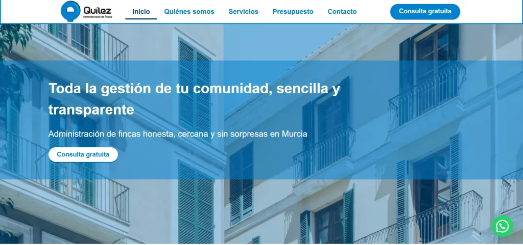 Diseño web Murcia-Quilez Administradores, Administración de Fincas